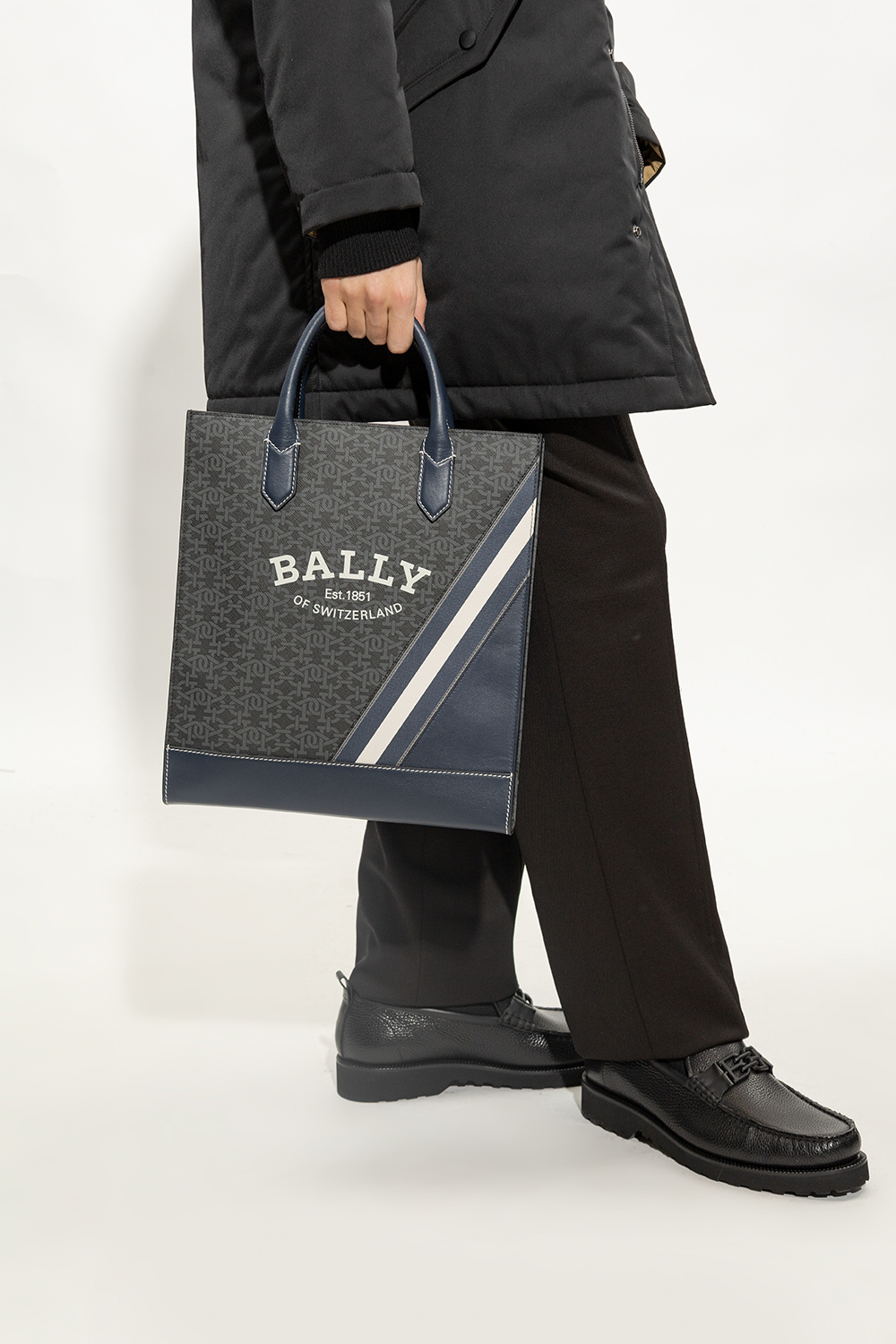 IetpShops Italy Grey Shopper bag Bally all over monogram skate